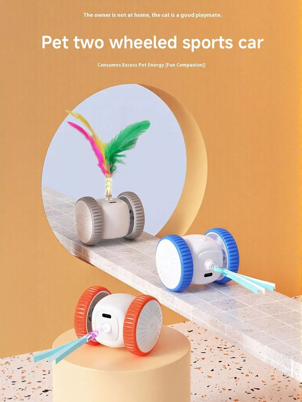 Interactive Self-Rotating Feather Pet Chase Toy