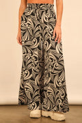 VERY J Full Size Printed Wide Leg Pants Plus Size