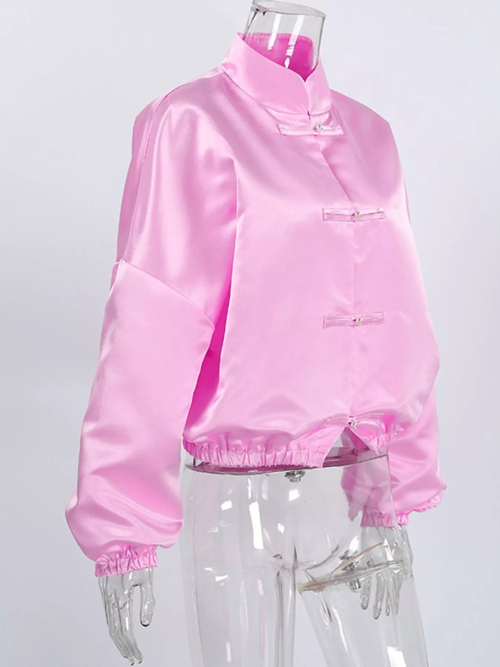 Mandarin Collar Pearl Button Shacket