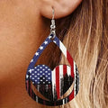 US Flag Pattern Wooden Drop Earrings