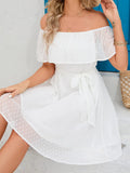 Off Should Short Sleeve Mini Dress