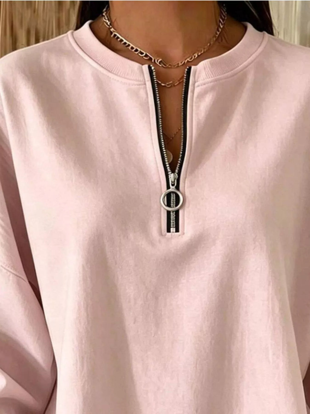 Quarter-Zip Dropped Shoulder Sweatshirt