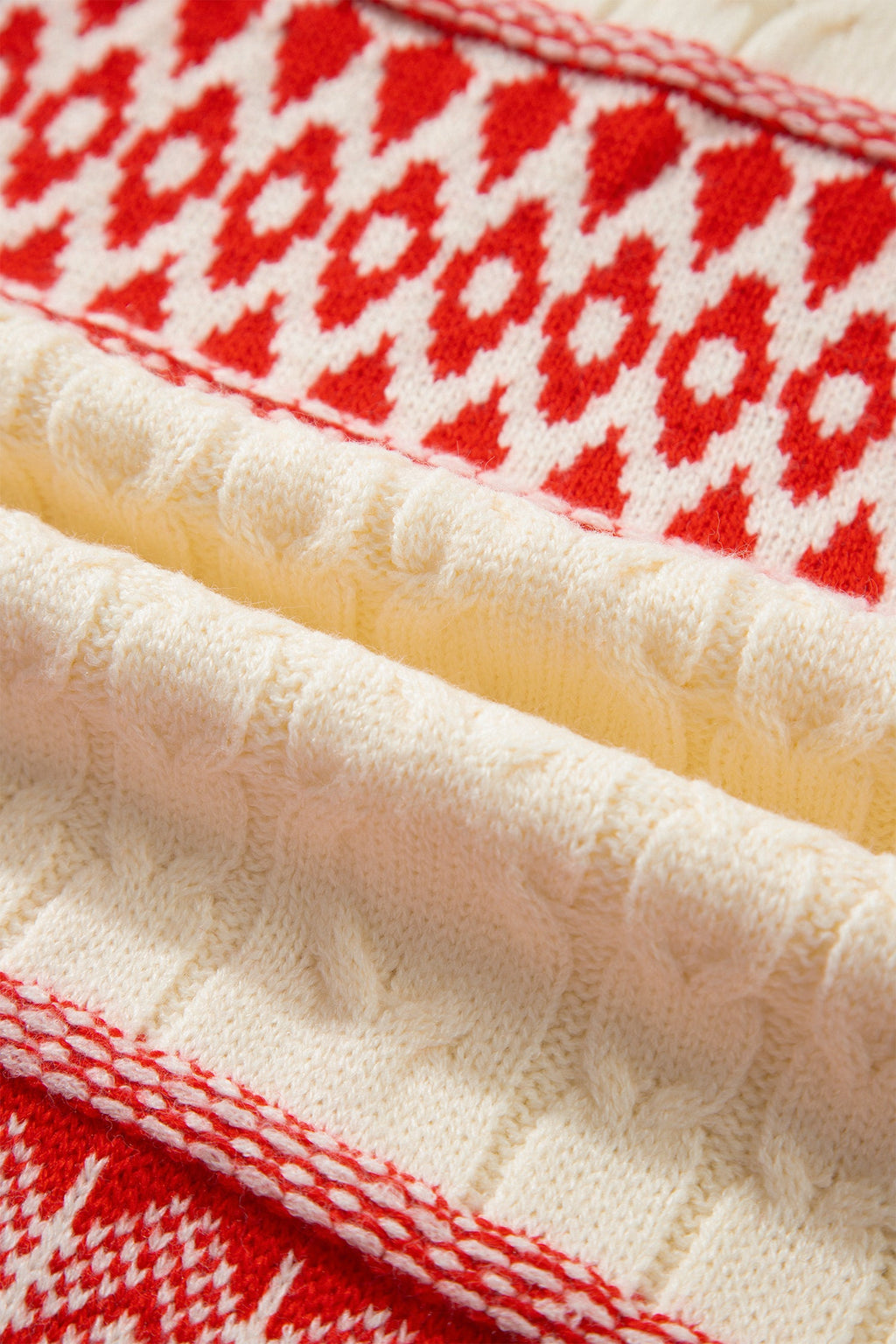 Western Fair Isle Cable Knit Round Neck Sweater