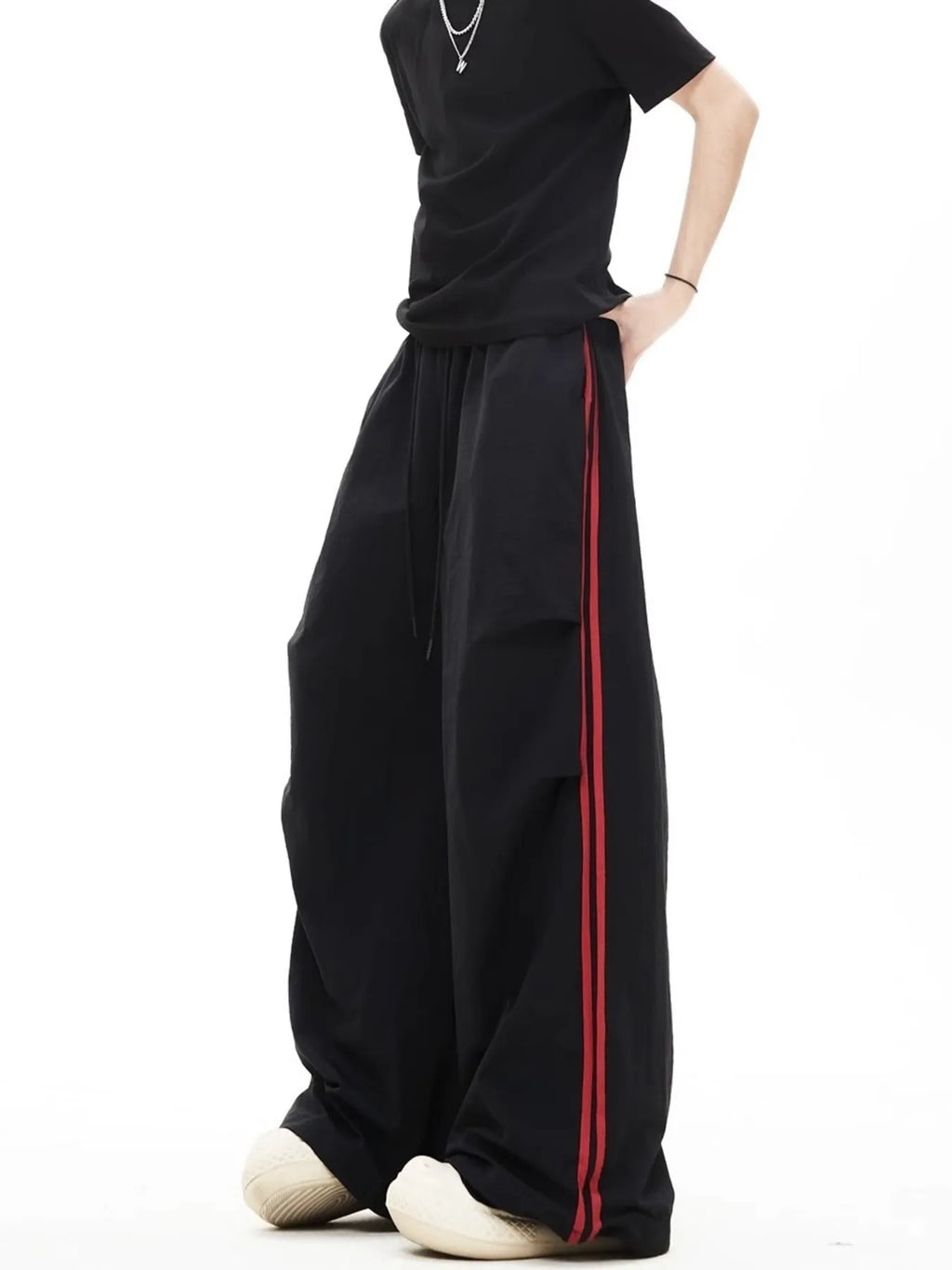Men's Wide-Leg Pants with Side Stripes