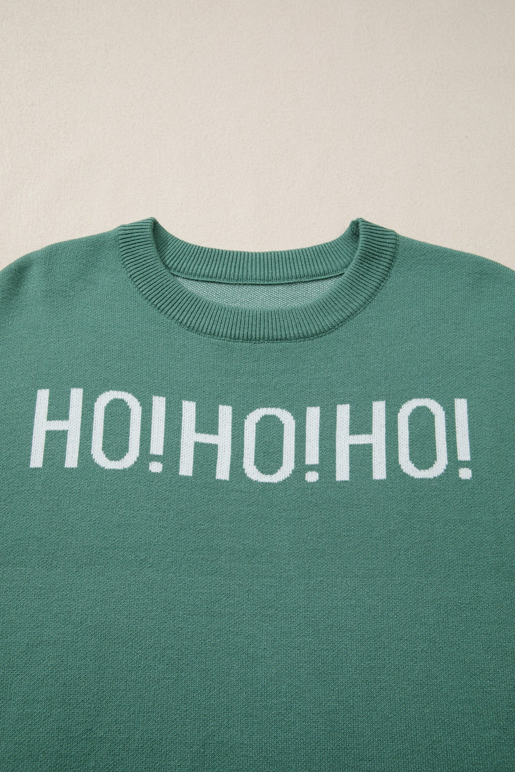Blackish Green HO HO HO MERRY CHRISTMAS Drop Shoulder Loose Sweater