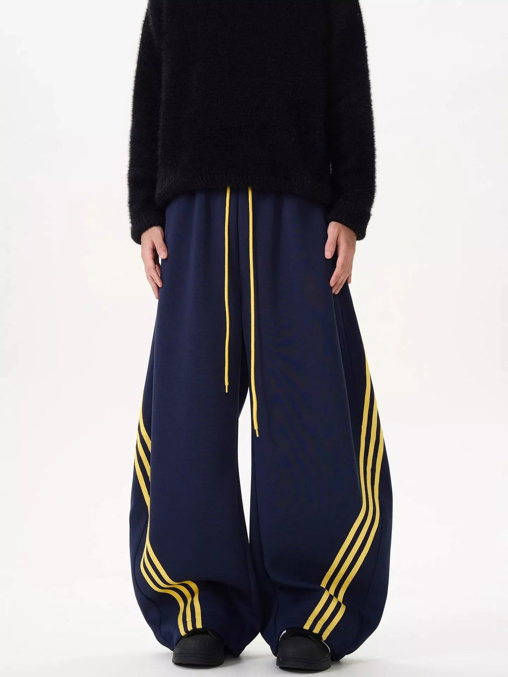 Men's Plus Size Wide Leg Striped Track Pants