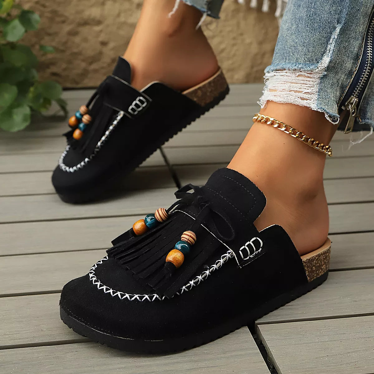 Tassel Round Toe Slip-Ons