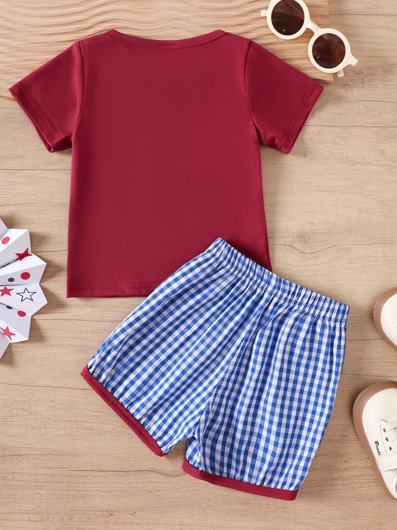 Children's Patriotic Embroidered Tee and Shorts Set