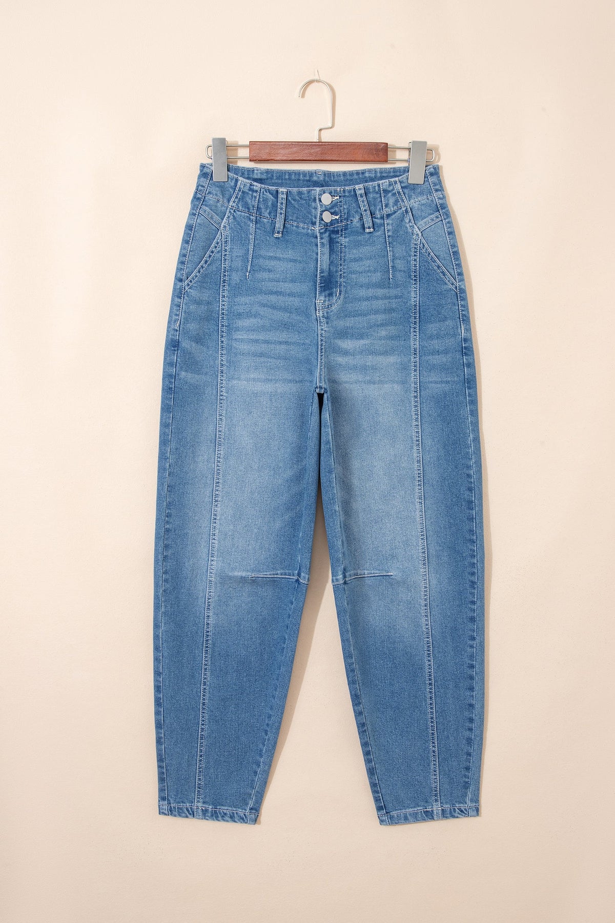 Fallon Blue Medium Wash Cuffed Barrel Jeans
