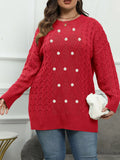 Plus Size Cable Knit Dropped Shoulder Sweater