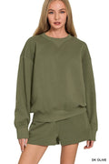 Fleece Long Sleeve Sweatshirt and Shorts Set