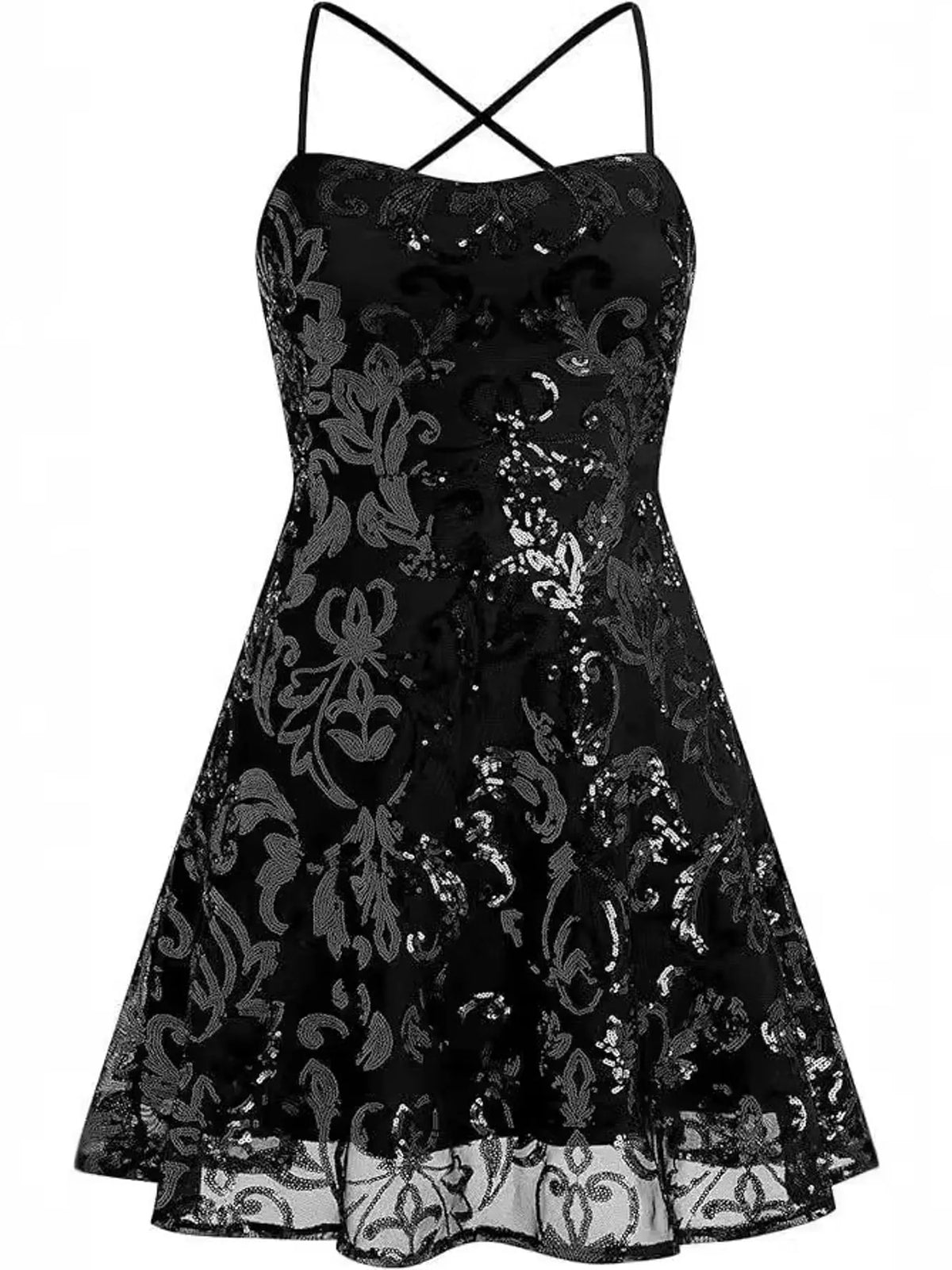Sequin Square Neck Mini Dress