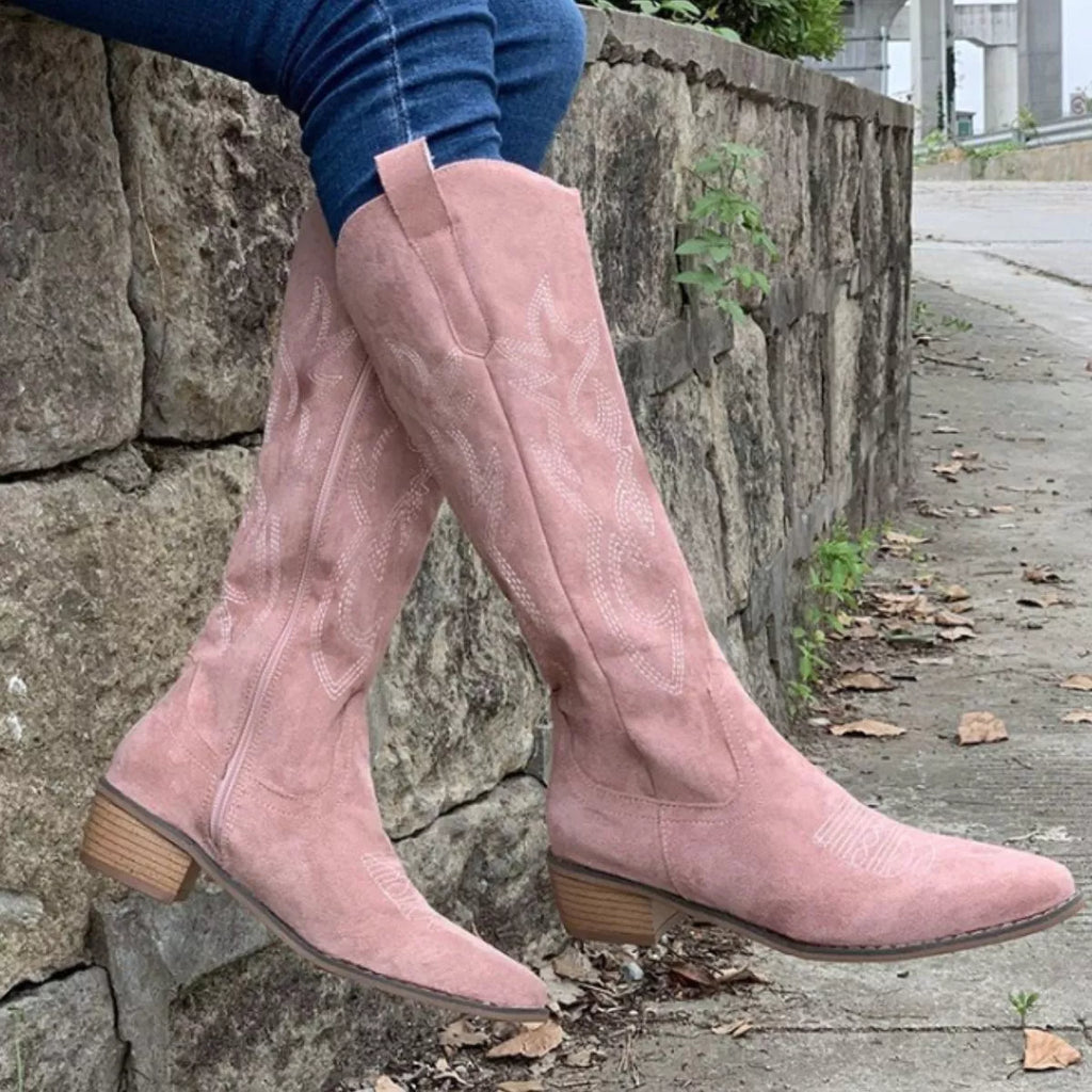 Point Toe Block Heels Boots