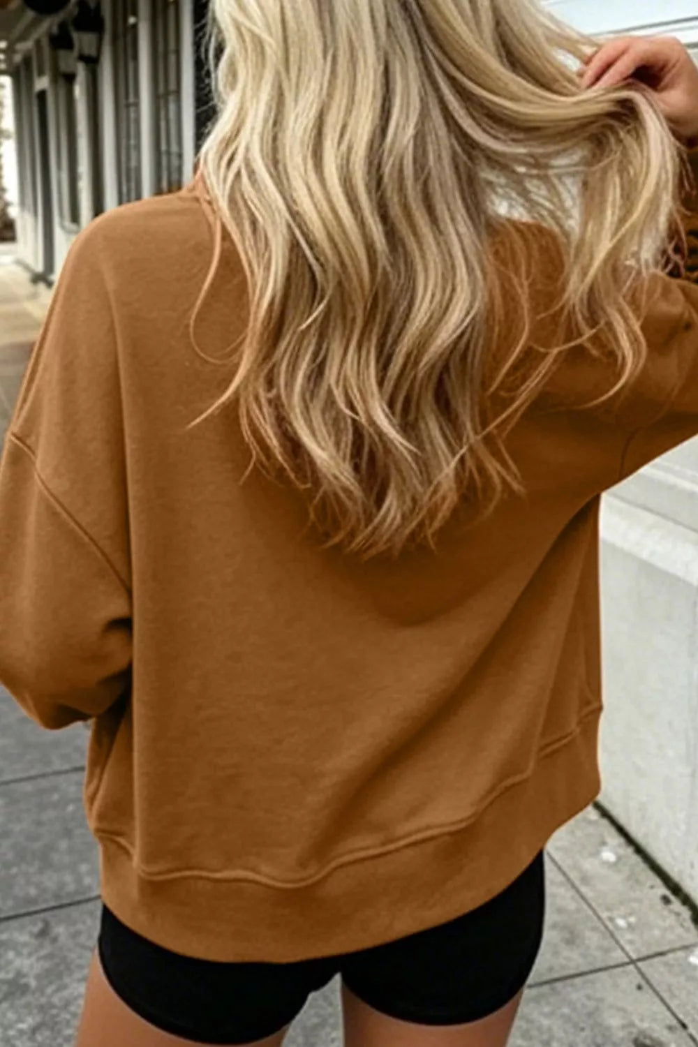 Gingham Letter Mock Neck Sweatshirt