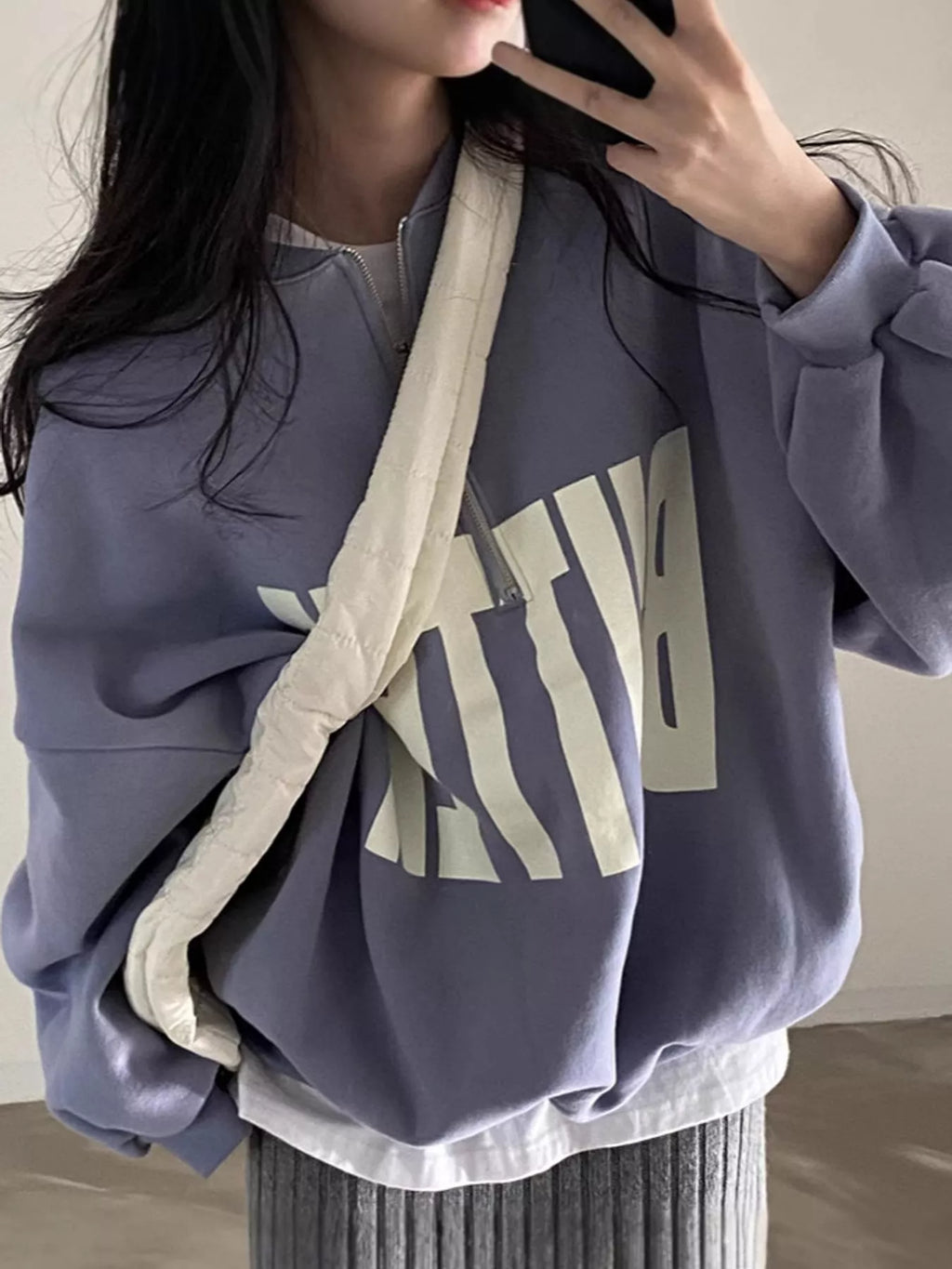 Half-Zip Letter Graphic Sweatshirt