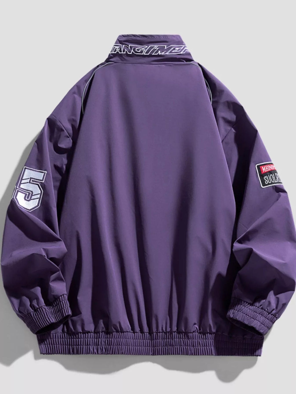 Men's Plus Size Racing-Inspired Zip Up Jacket