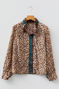 Leopard Contrast Frilled Trim Button-Up Shirt
