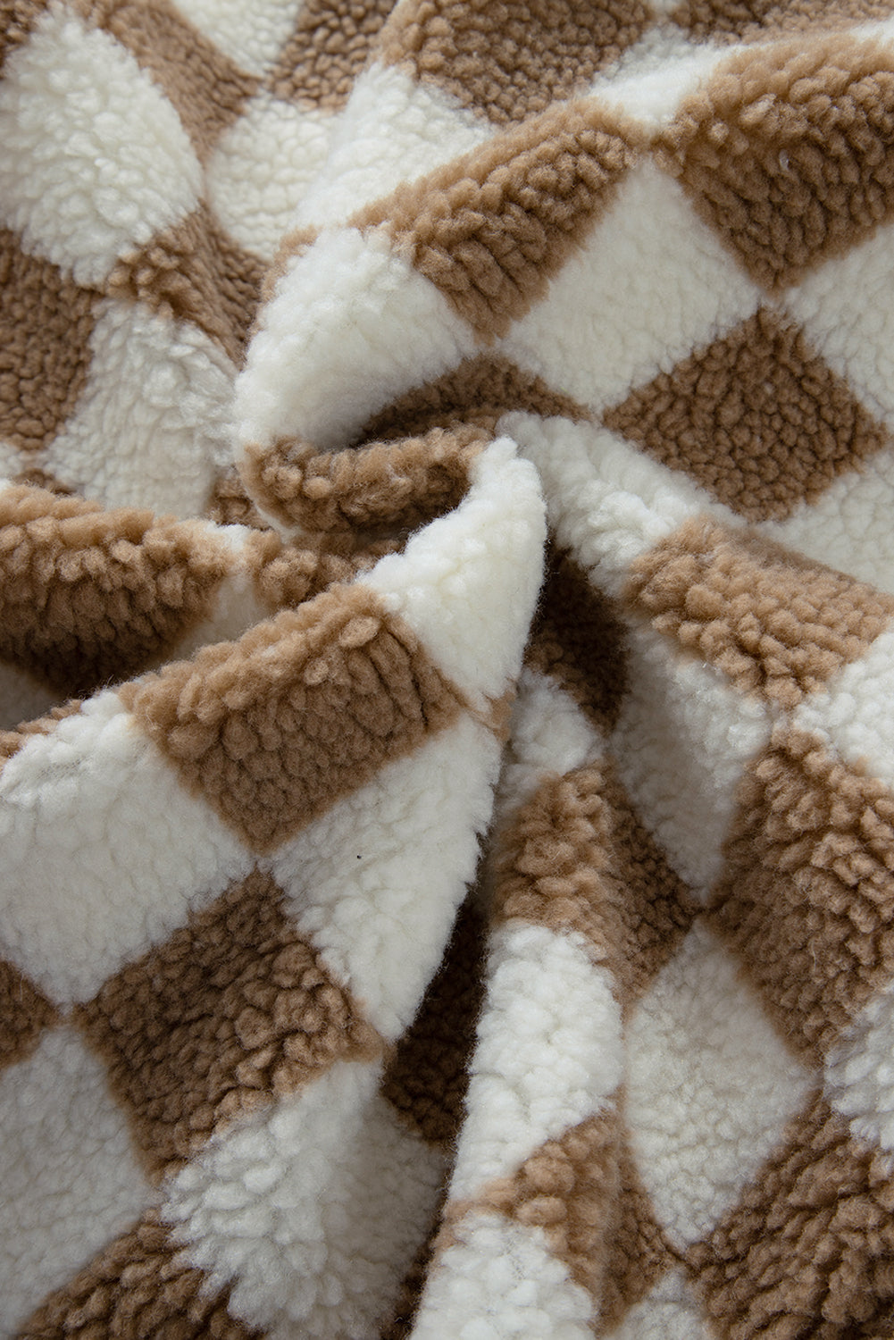 Checker Sherpa Collared Jacket Vest