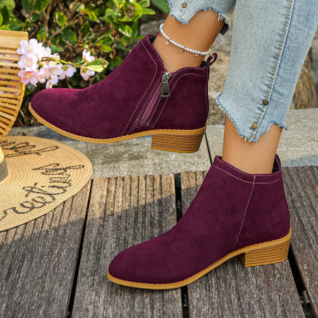 Point Toe Block Heels Boots