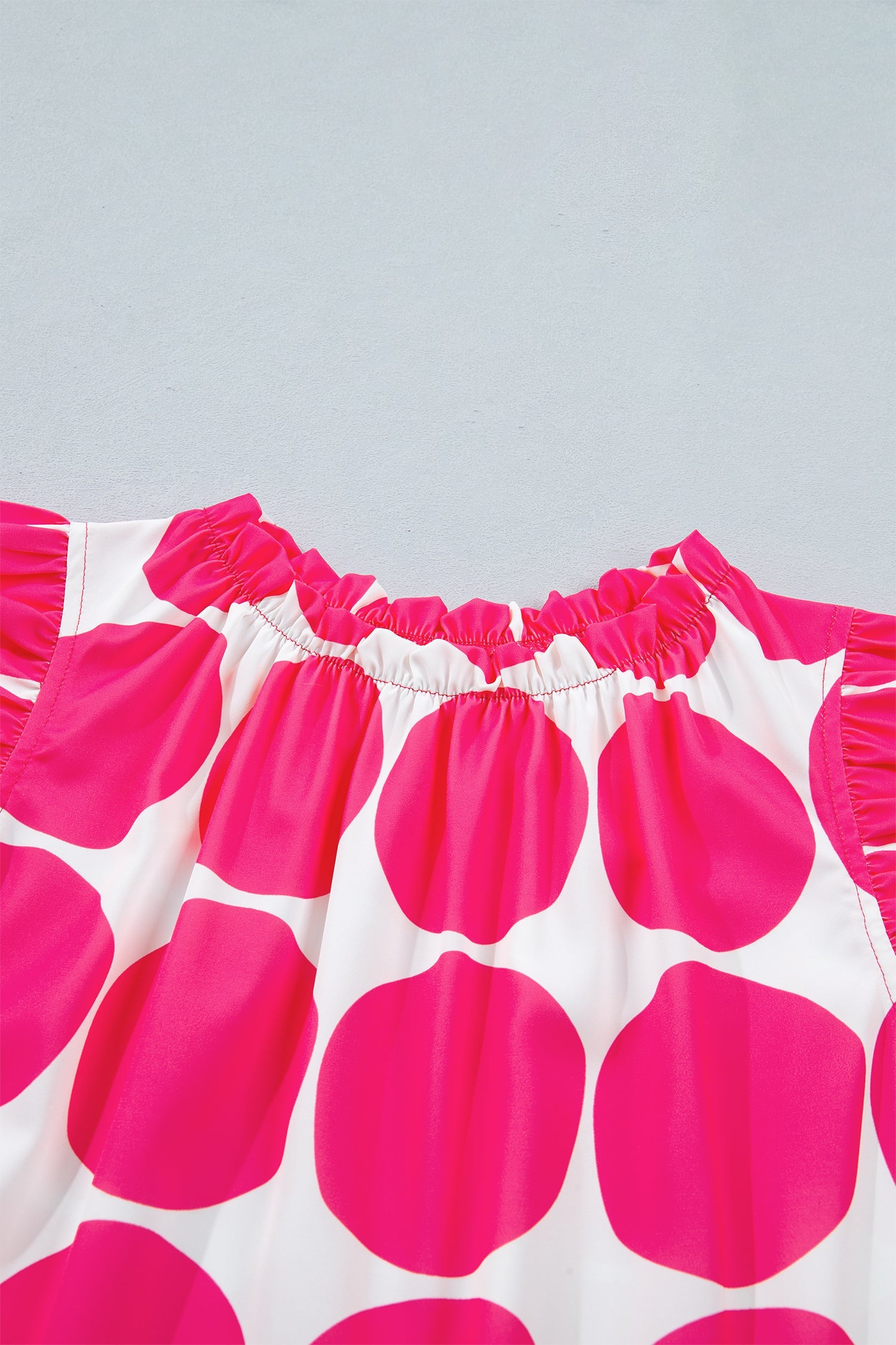 Rose Polka Dot Print Frilled Round Neck Shift Tank Top