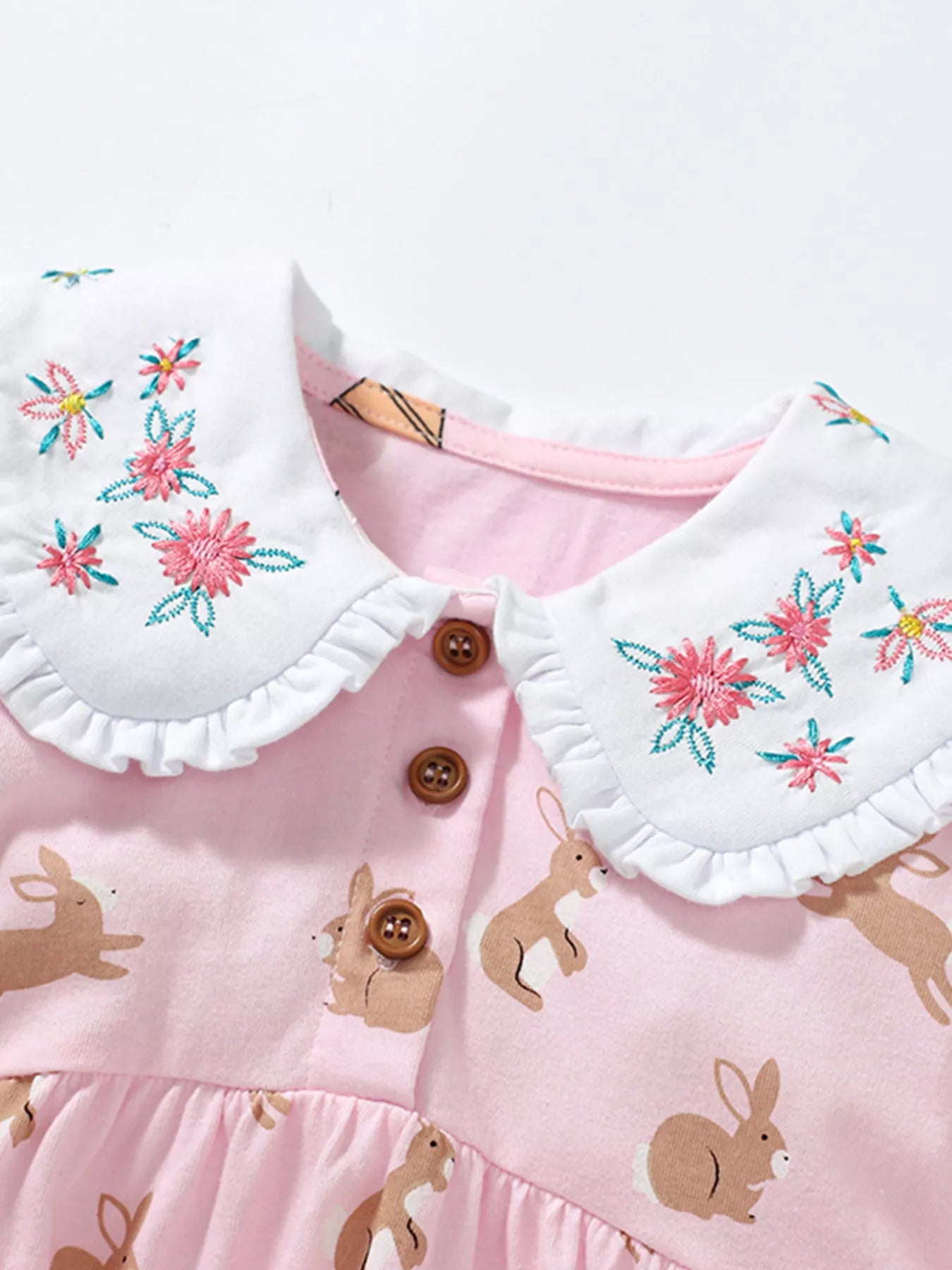 Children's Bunny Print Peter Pan Collar Dress
