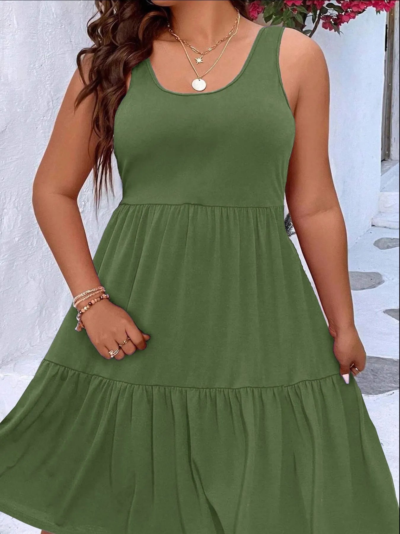 Tiered Scoop Neck Tank Dress