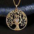 European American Unique Owl Necklace, Creative Hollow Tree Of Life Pendant Long Sweater Chain Necklace For Women