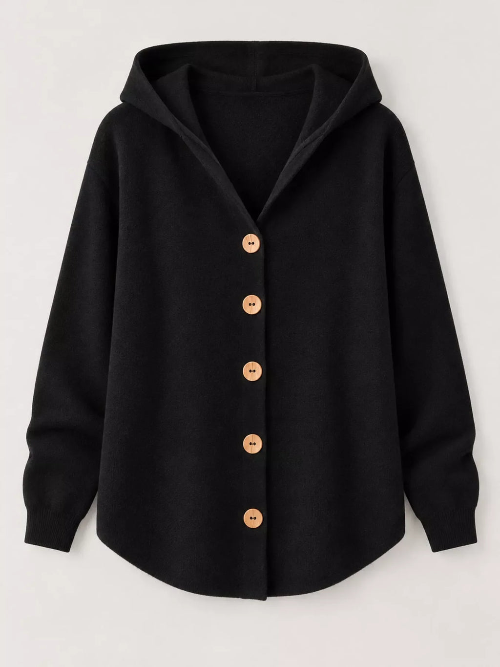 Full Size Hooded Button-Down Knit Cardigan Plus Size