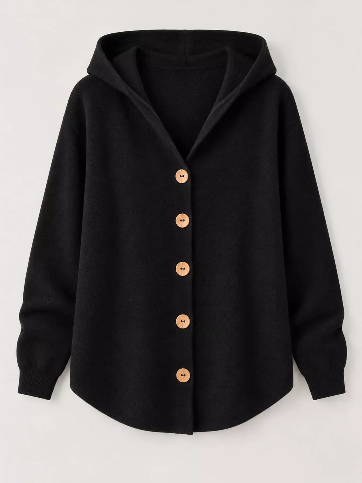 Full Size Hooded Button-Down Knit Cardigan Plus Size