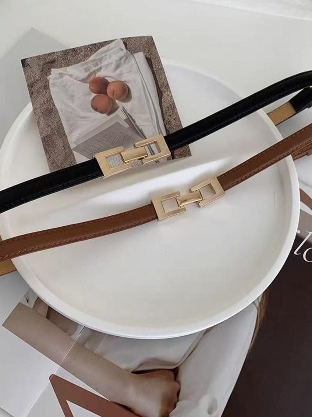 Skinny Belt with Golden Buckle