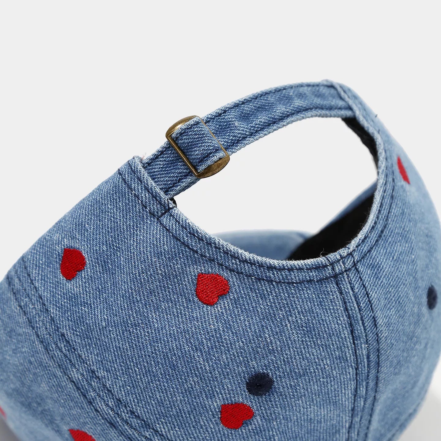 Embroidered Heart Denim Baseball Cap