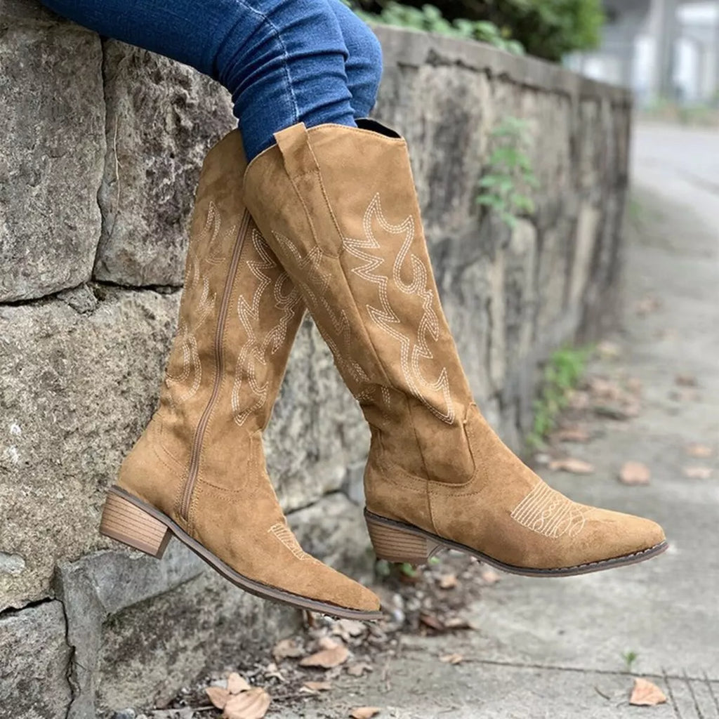 Point Toe Block Heels Boots