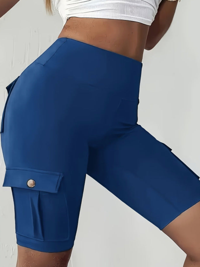 Temu European And American Style Spring And Autumn Pocket Sports Yoga Cargo Shorts Casual Pants Women's Five-Point Pants Tight Leggings