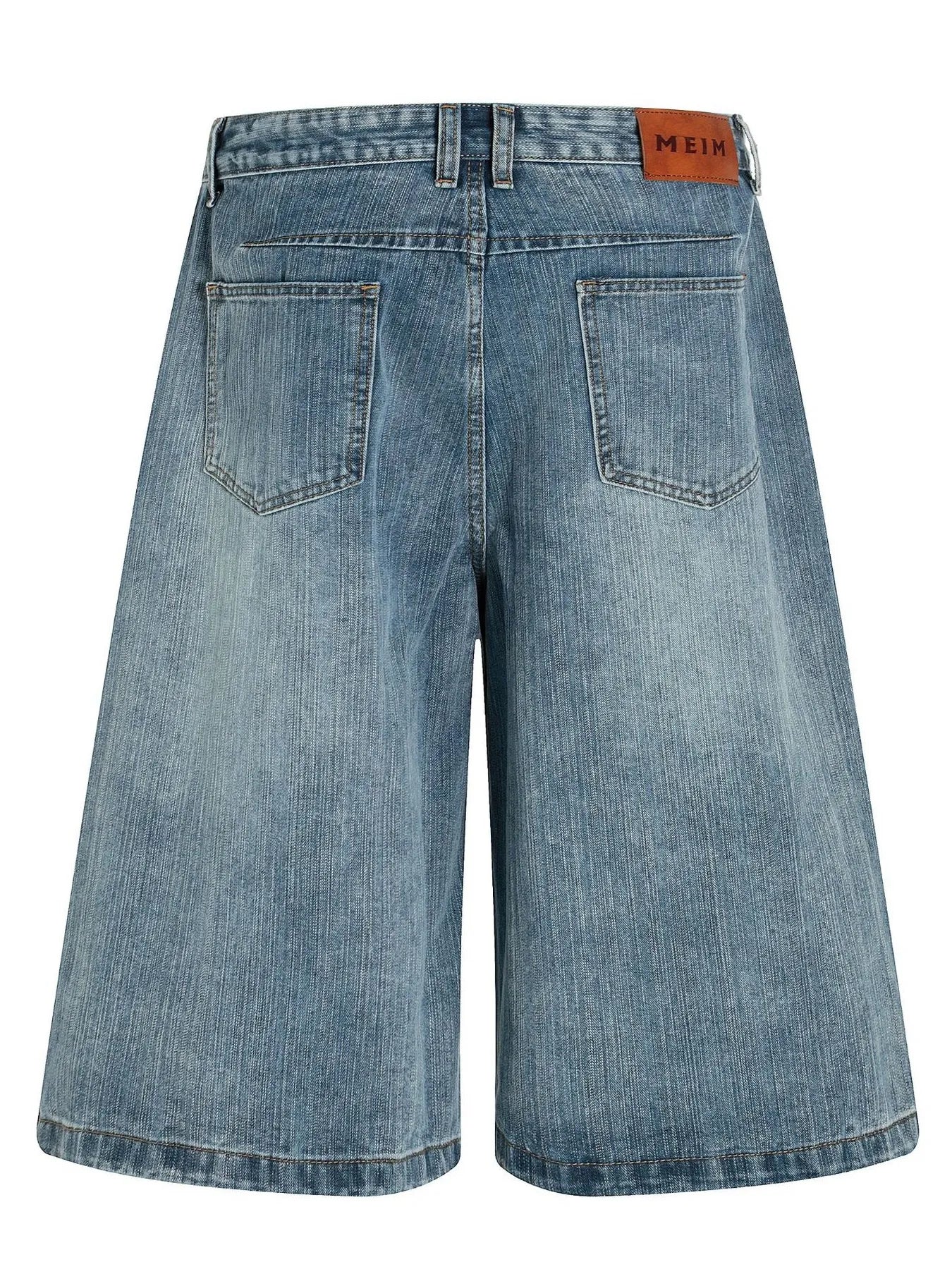 Men's Floral Trim Wide Leg Denim Shorts