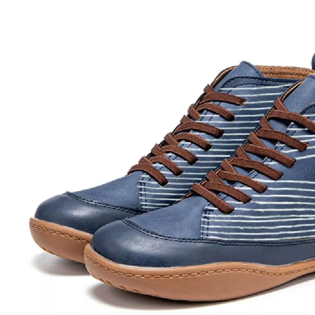 Cat Print Striped Ankle Sneakers
