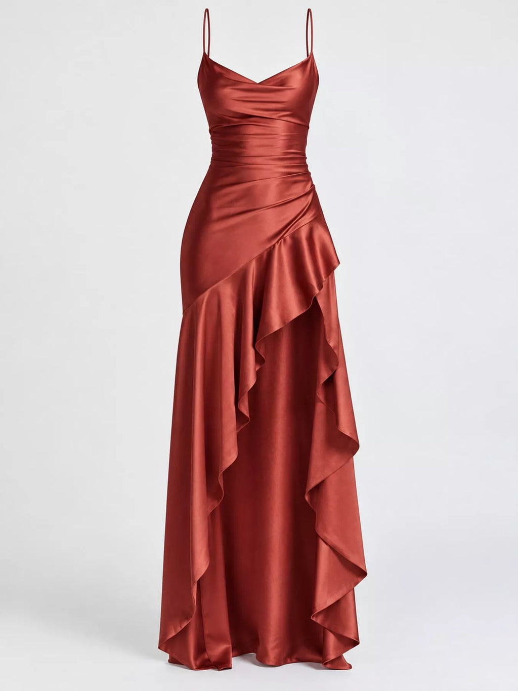 High-Low Ruffle Hem Evening Dress