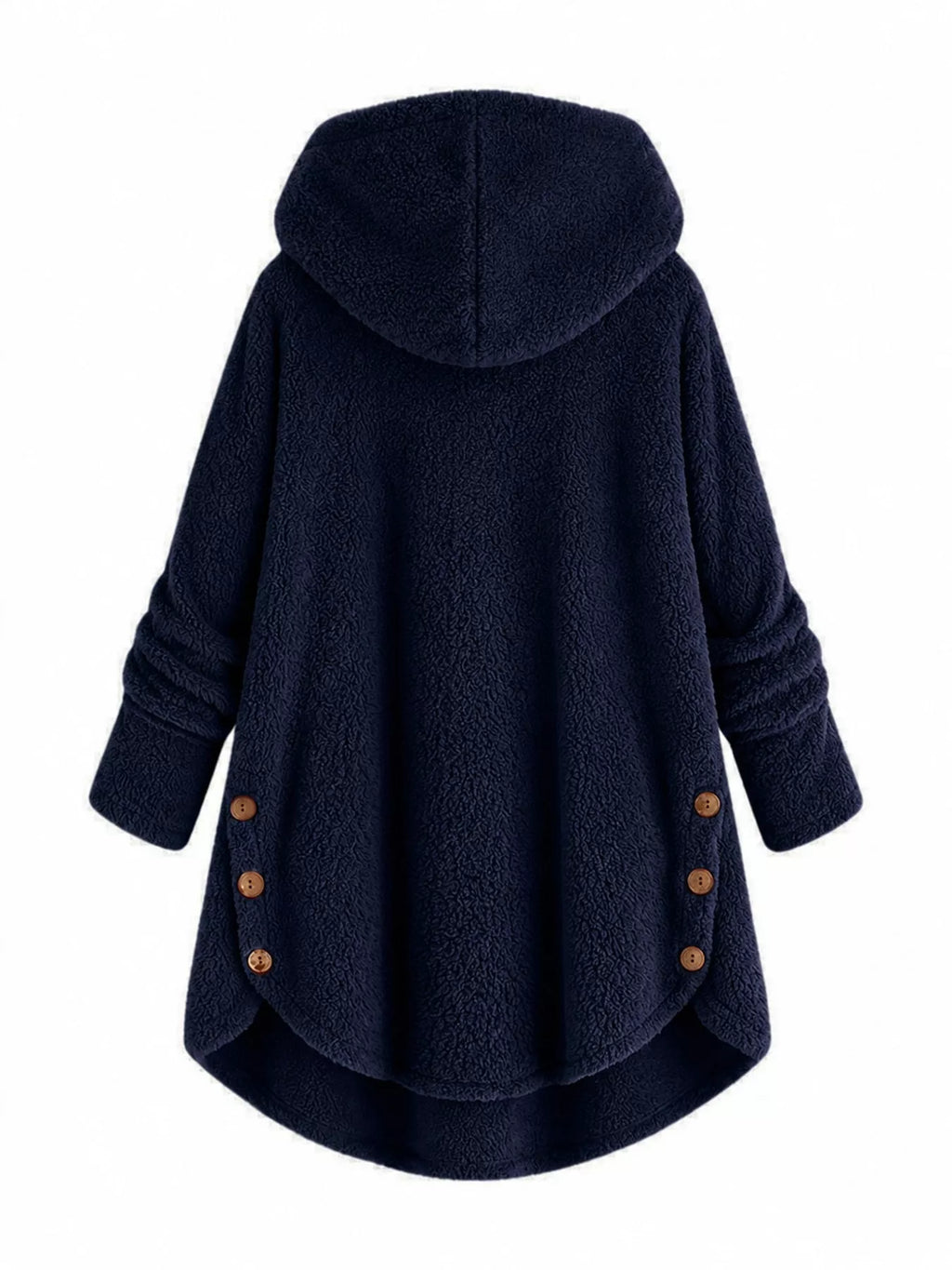 Full Size Fleece Button Up Hooded Outerwear Plus Size