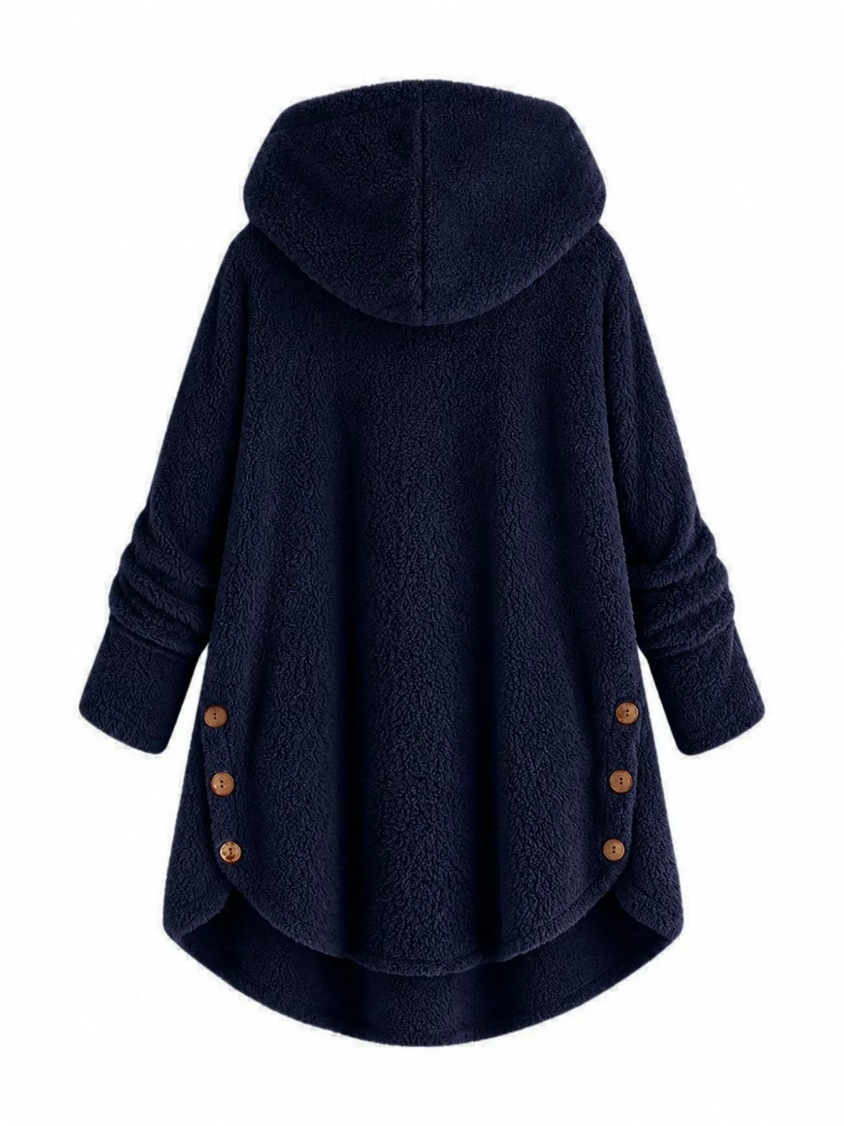 Full Size Fleece Button Up Hooded Outerwear Plus Size