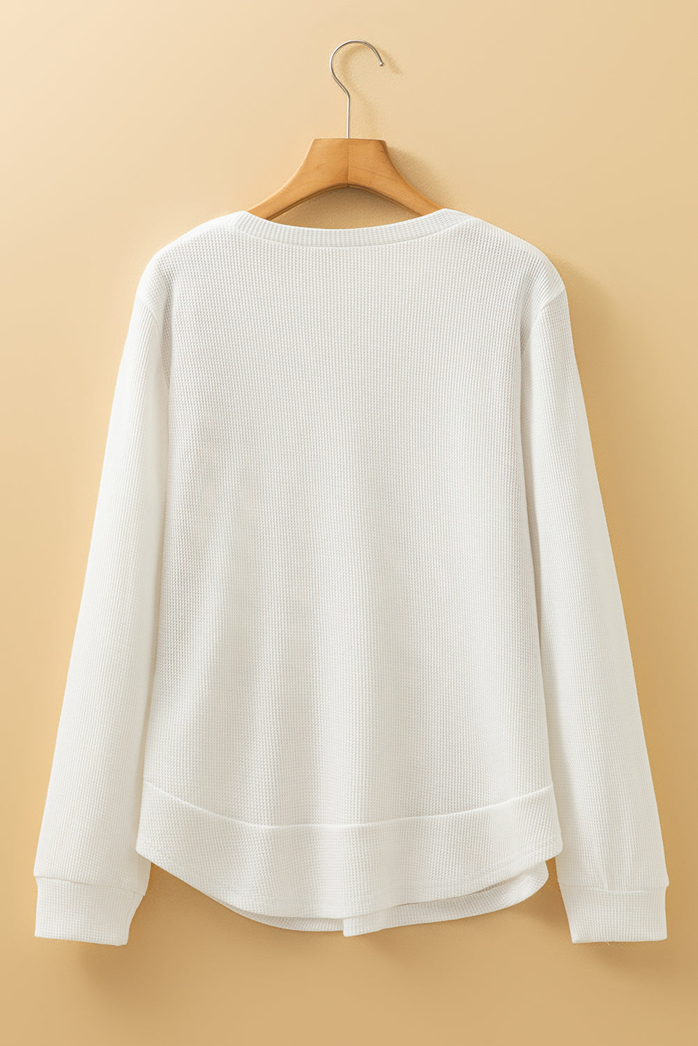 Solid Waffle Knit Long Sleeve Top