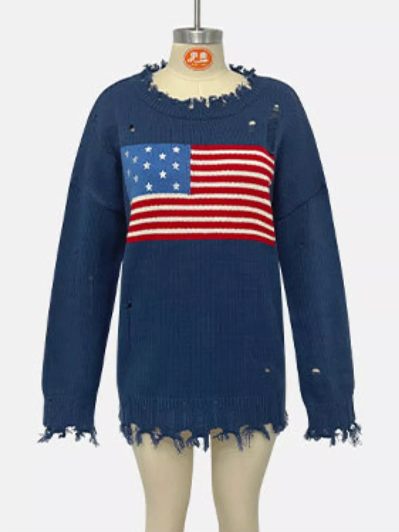 Distressed American Flag Graphic Sweater