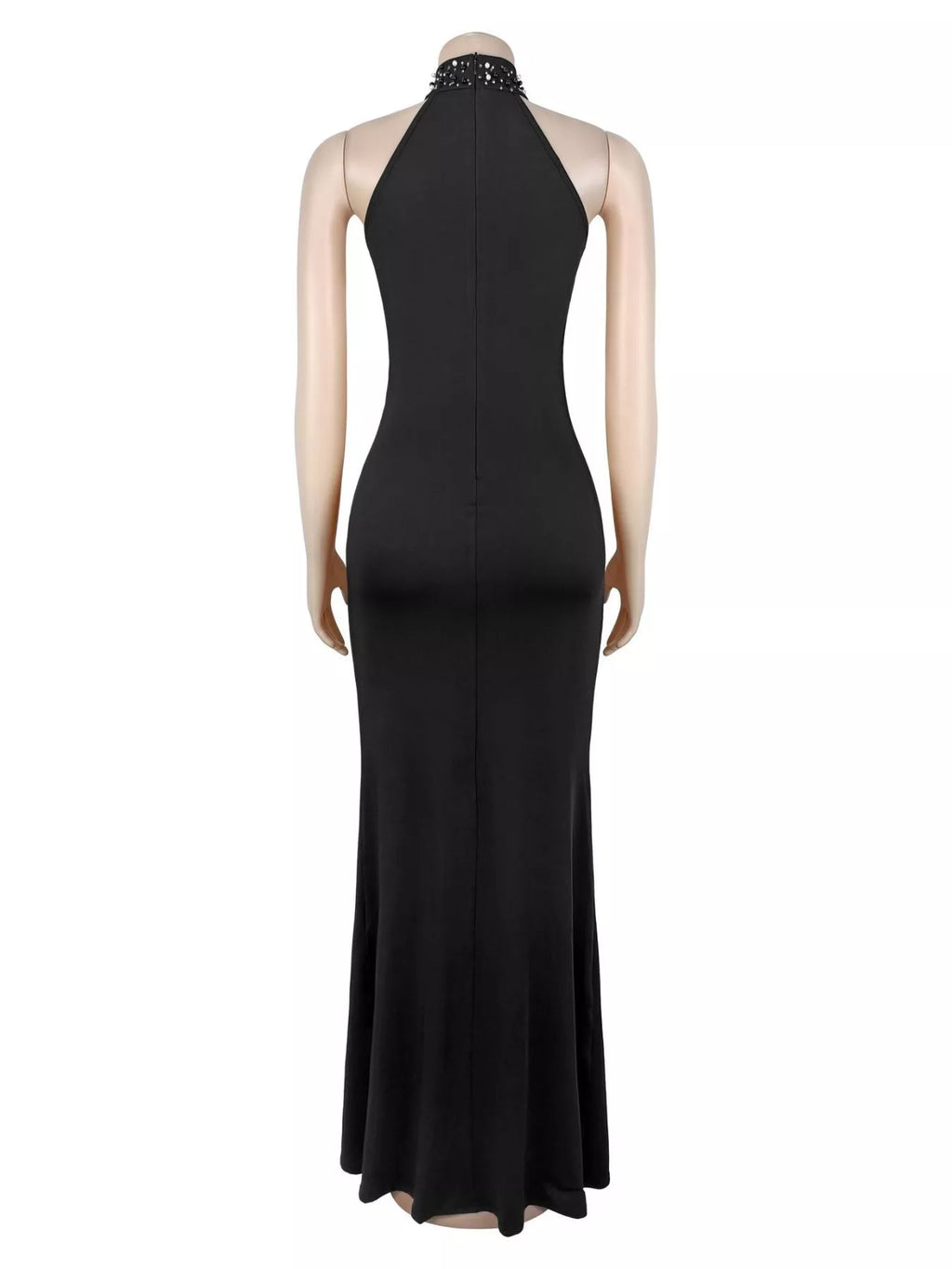 Slit Rhinestone Sleeveless Maxi Dress