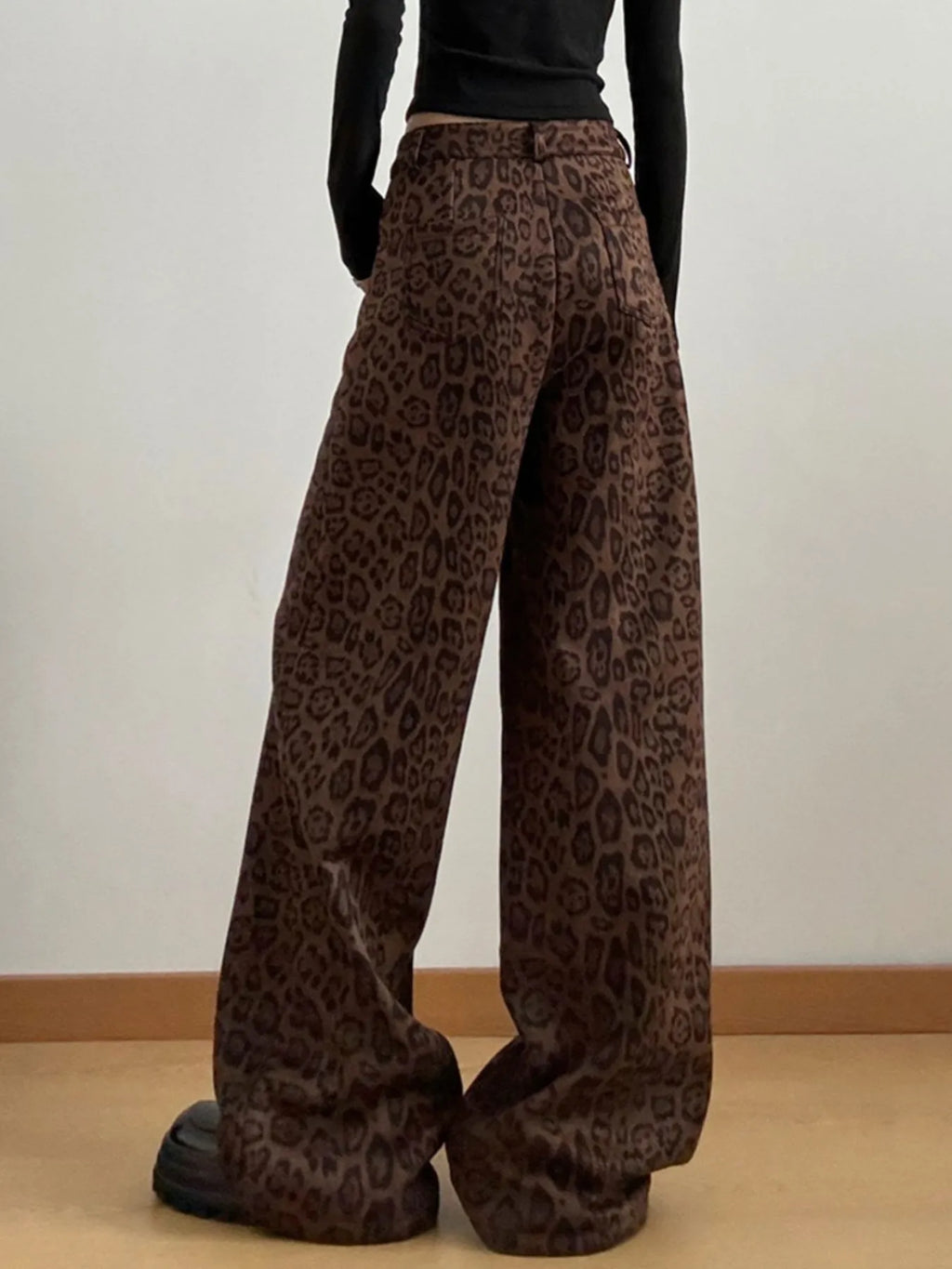 Leopard Print Wide Leg High Waist Pants