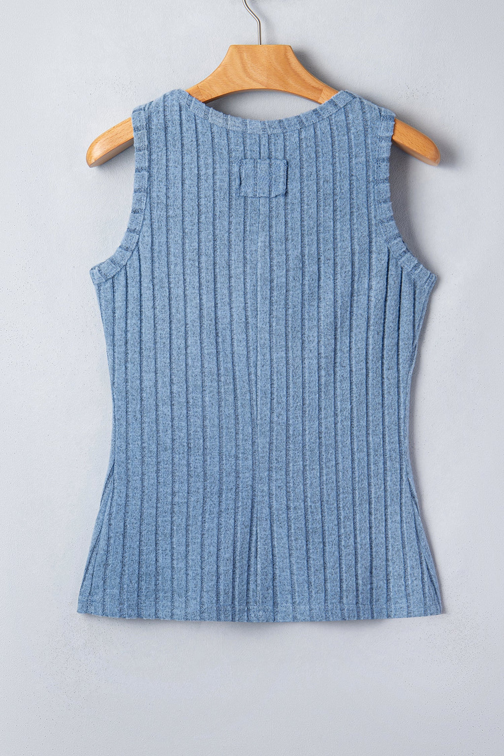 Sky Blue Slim Ribbed Mineral Wash Tank Top