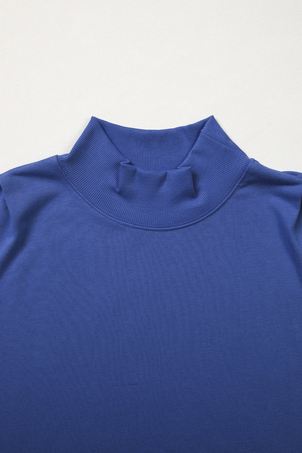 Sky Blue Solid Color High Neck Cap Sleeve Loose Top