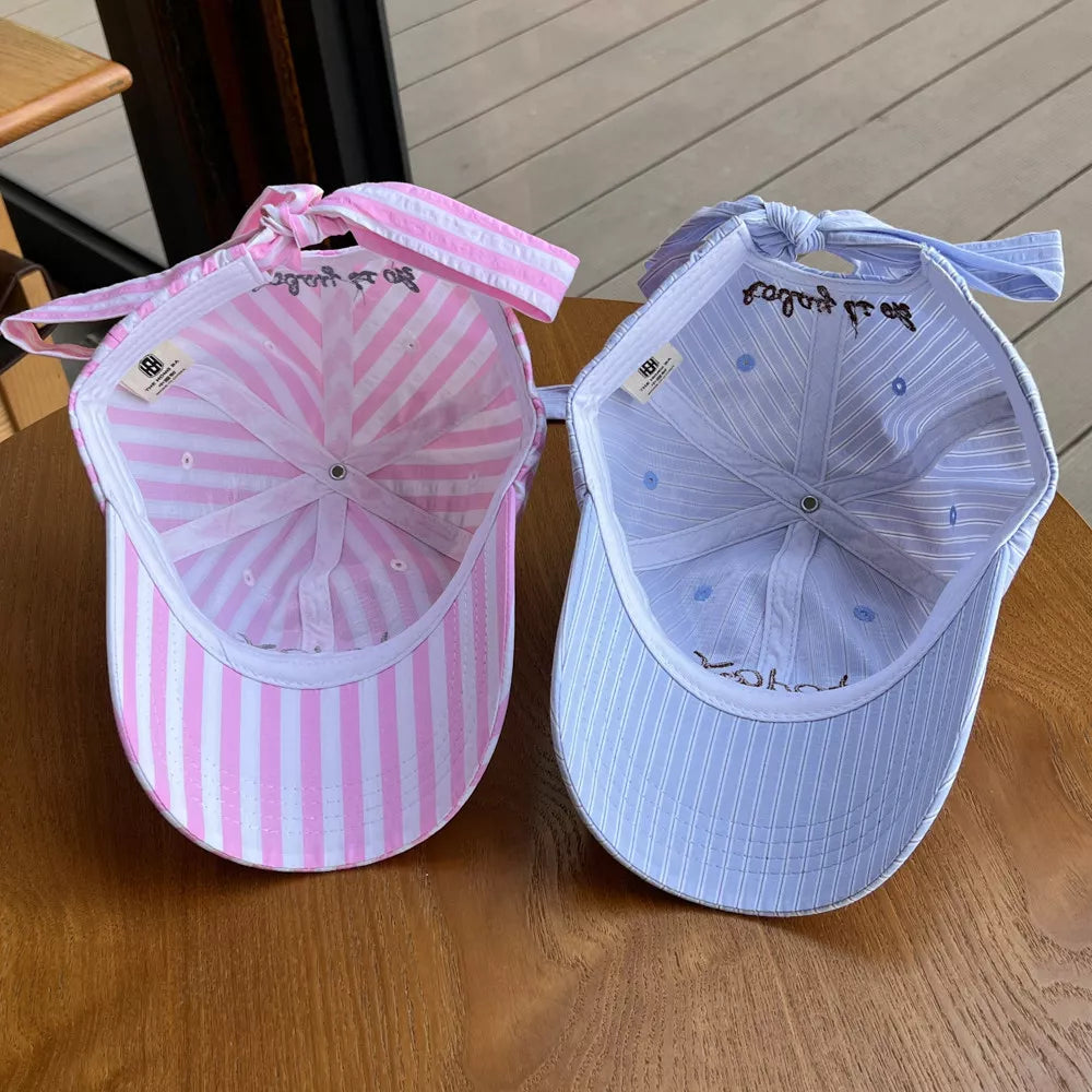 Striped Embroidered Baseball Cap