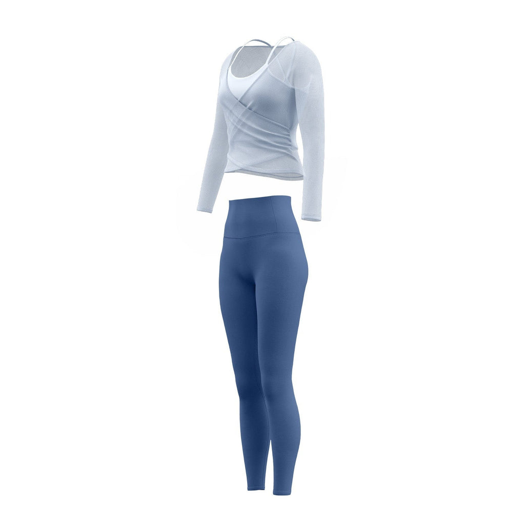 New Womens Yoga Wear Pilates Fake Two-Piece Sports Set