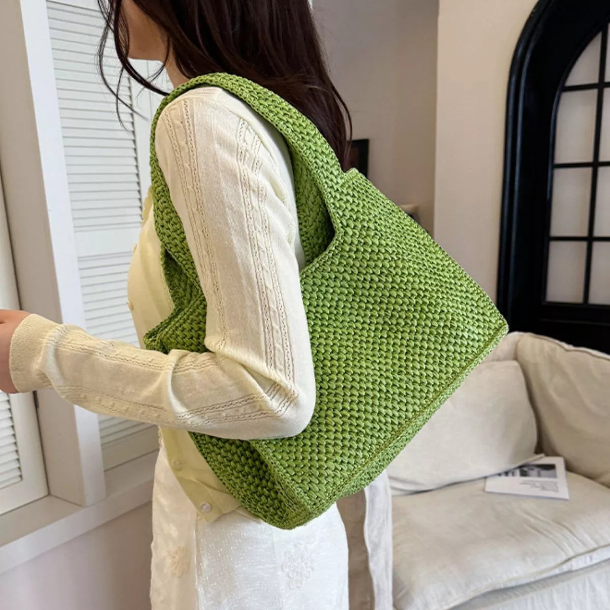 Woven Straw Handbag