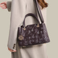 Embossed Pattern Leather Top Handle Handbag