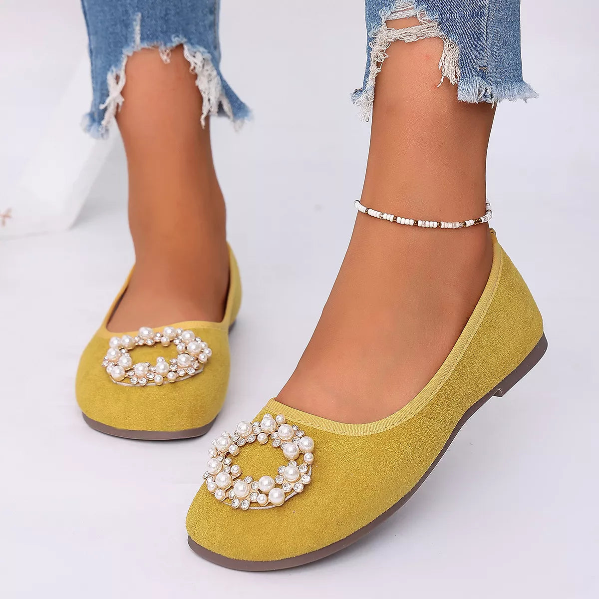 Pearl Embellished Slip-Ons
