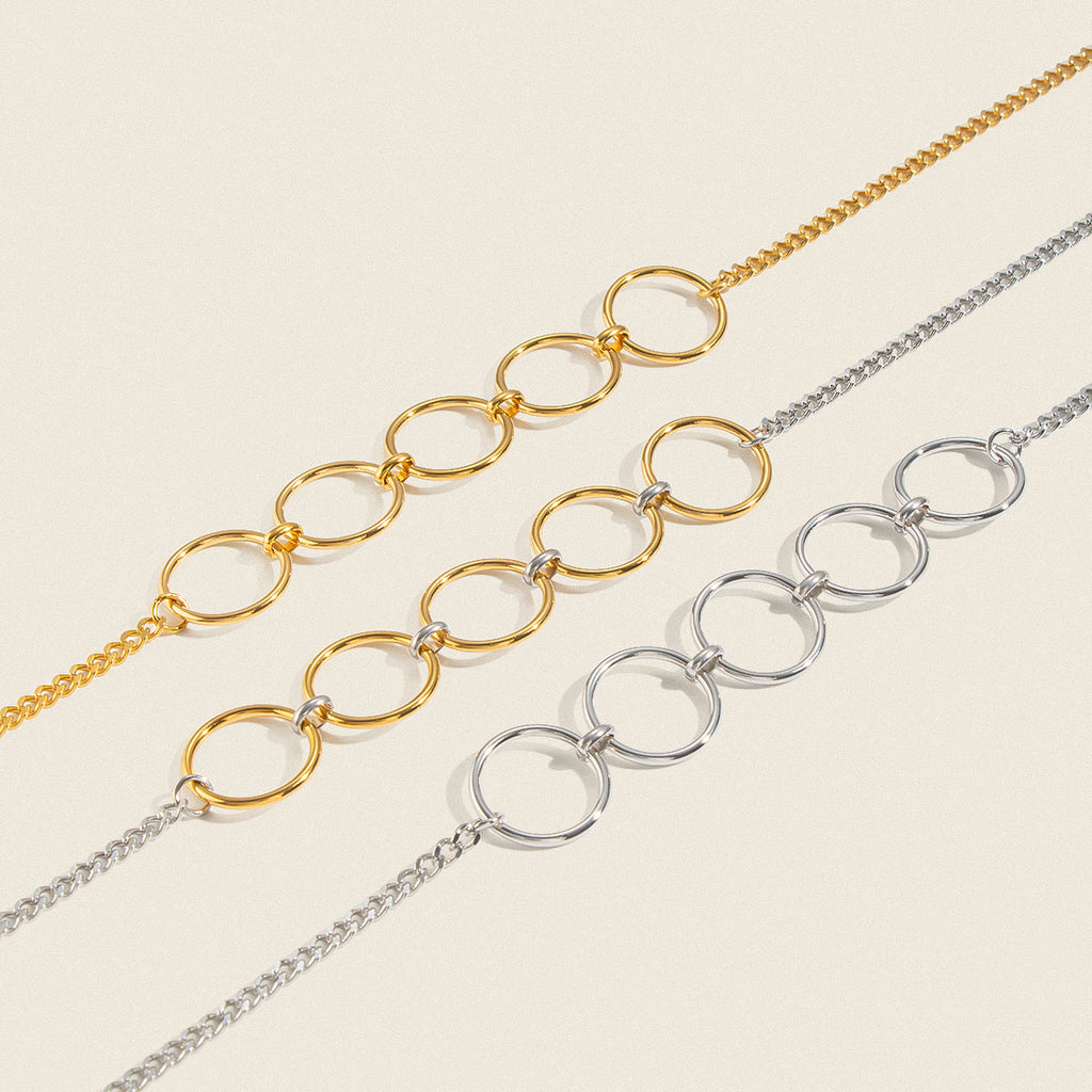 Metal Multi-ring Spliced Titanium Steel Necklace For Women